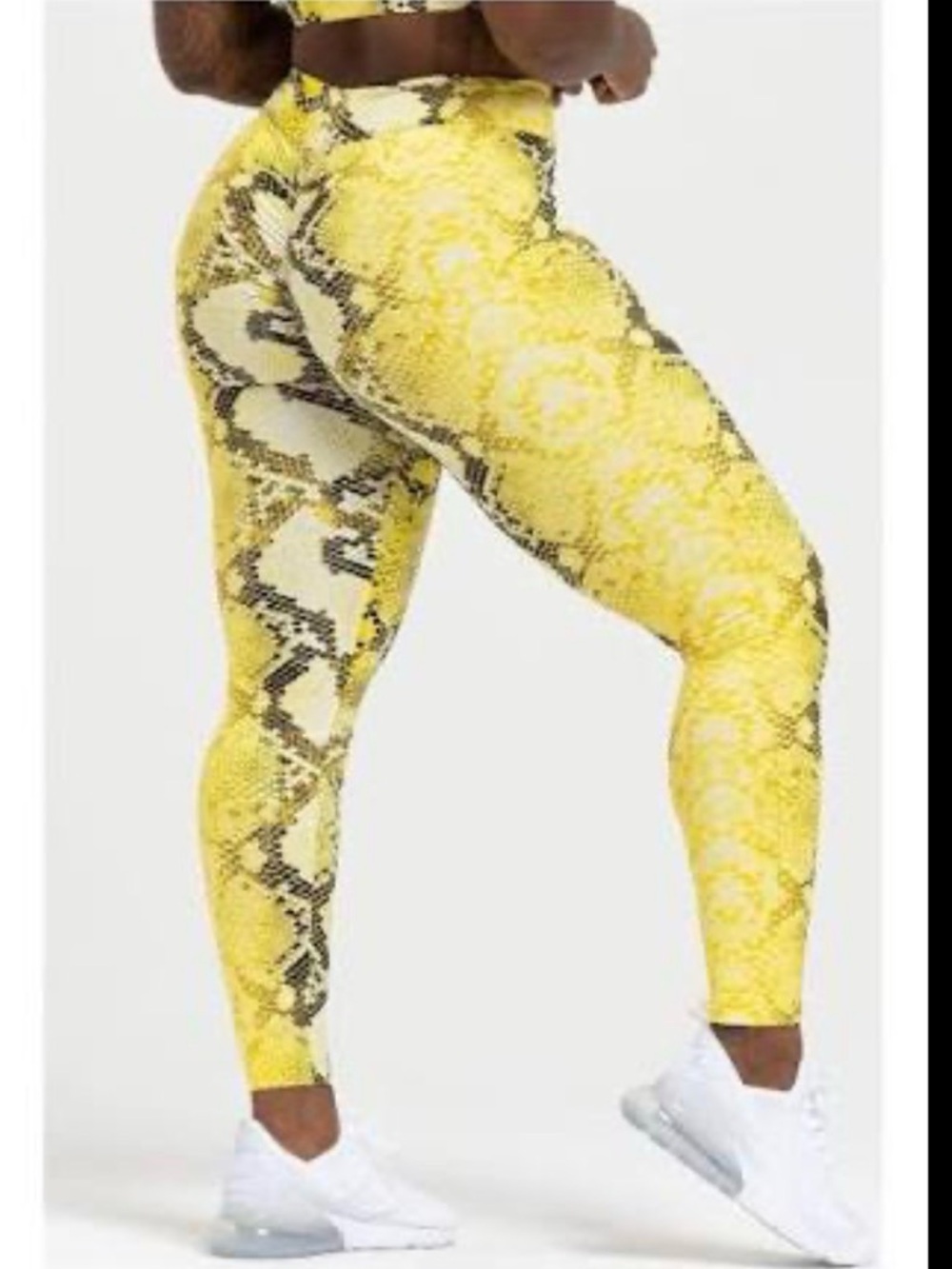High-Waist Yellow Snake-Print Leggings